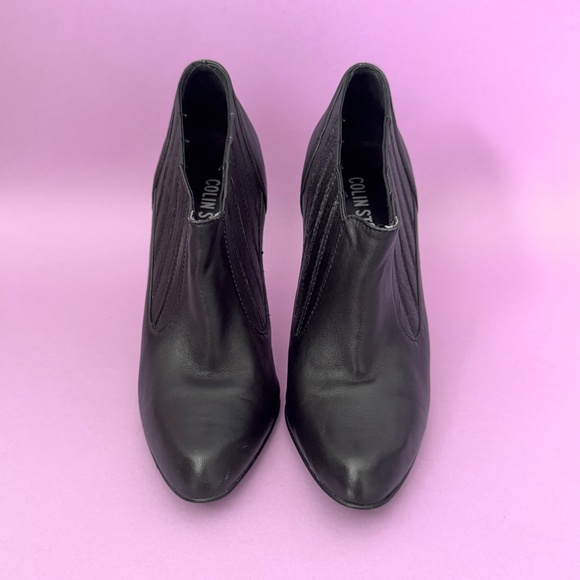 Women's COLIN STUART Black Leather Stiletto High Heel Bootie Size 7B - Picture 4 of 11